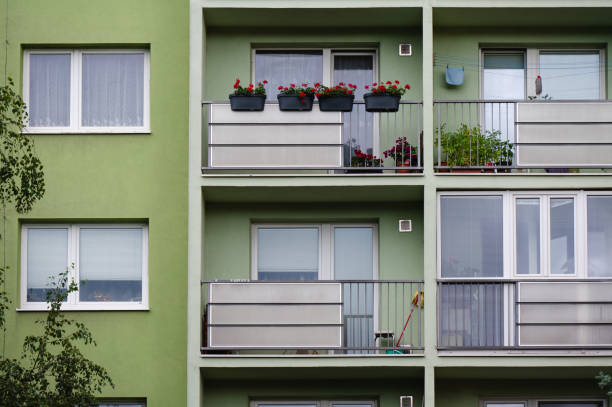 istock urban apartment building with balconies 2168375363