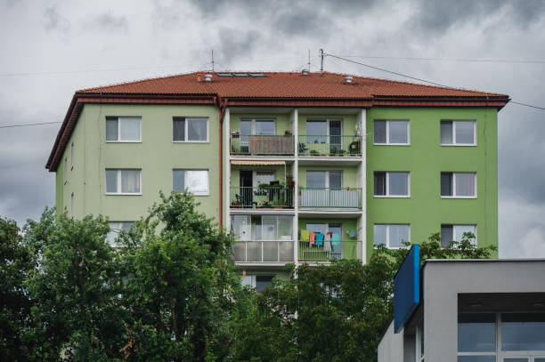 istock urban apartment building with balconies 2168375376