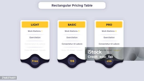 Rectangular Pricing Table Performing User Tariffs Infographic Chart ...