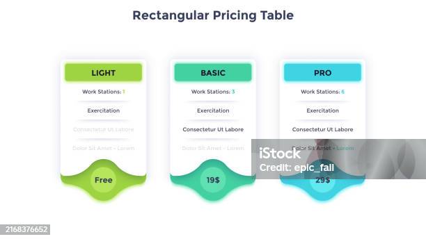 Rectangular Pricing Table Performing User Tariffs Infographic Chart ...