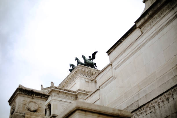 Roma, Italy, 2023. Vittorio Emanuele monument. 02/21/2023. History,Architecture,Travel,Ancient,Old Ruin,Travel Destinations,Archaeology,Famous,Architectural Column,Old,Antique,Fame,Antiquities,Archaeologist,Stone Material,Roman,Monument,Cultures,UNESCO World Heritage