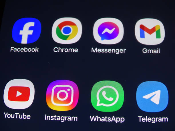 Baia Mare, Romania - August 25 2024: Social media icons on a smartphone screen