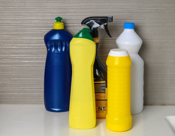 istock Detergent bottles at kitchen in home. Detergents and laundry concept. 2168387543