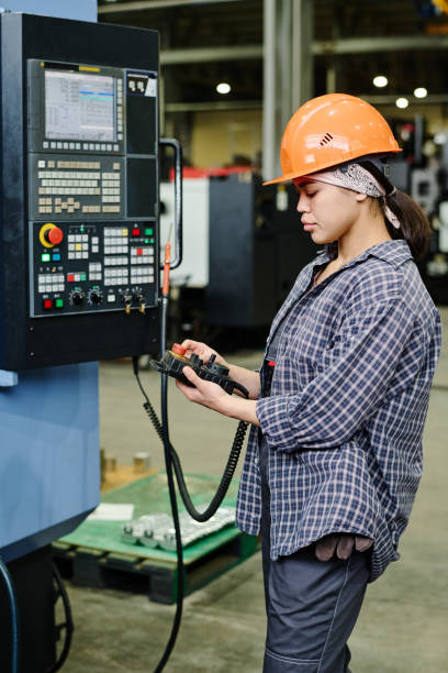 istock Operating Industrial Machinery in Manufacturing Facility 2168389972