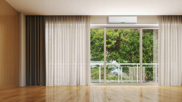 istock modern bright interiors room with air conditioning and remote control illustration 3D rendering 2168390399