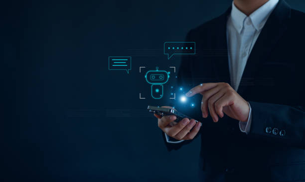 istock Artificial Intelligence. Chatting with an intelligent ai asks for the answers he wants.Business, modern technology, internet and networking concept with AI. 2168390826