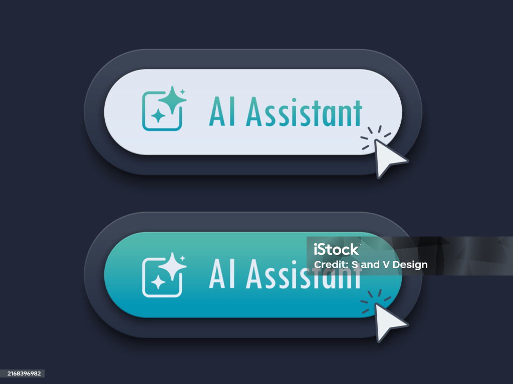 Single Button Assistant Modern Ai Assistant Button 3d Push Button Ai Stars Artificial ...