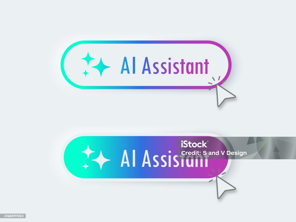 Single Button Assistant Modern Ai Assistant Button 3d Push Button Ai Stars Artificial ...