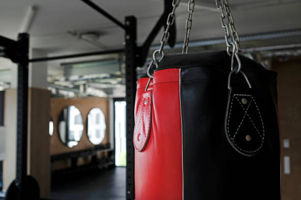 istock Punching bag hanging from the ceiling 2168414727