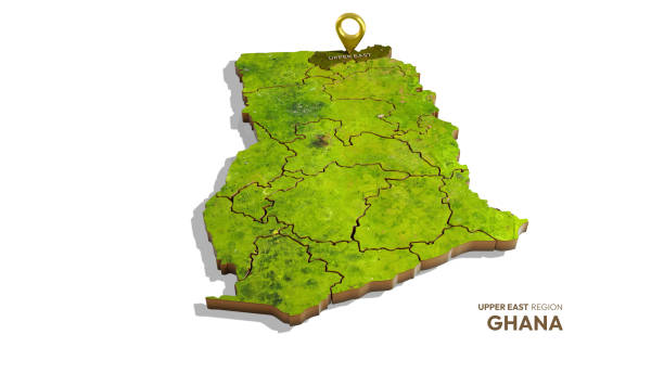 istock 3D rendering of Ghana map highlighting Upper east isolated on white background 2168417534