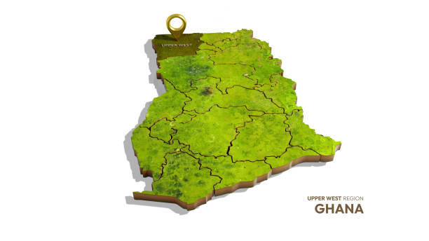 istock 3D rendering of Ghana map highlighting Upper west isolated on transparent background 2168417535
