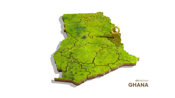 istock 3D rendering of Ghana map highlighting  isolated on white background 2168417552