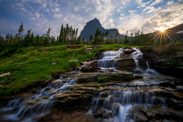 God's country lights up on this summer evening on Logan Pass in Glacier National Park, Montana