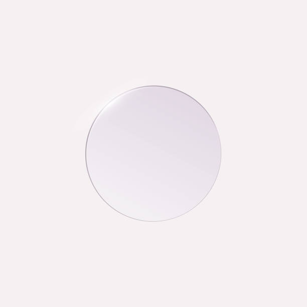 Glass circle, 3d vector round form glass plate with glares, realistic transparent glossy lens, acrylic or plastic badge Glass circle 3d vector illustration. Round form glass plate with glares. Realistic transparent round frame isolated on white. Glossy lens, acrylic or plastic circle badge. Clear mirror or disk disk stock illustrations