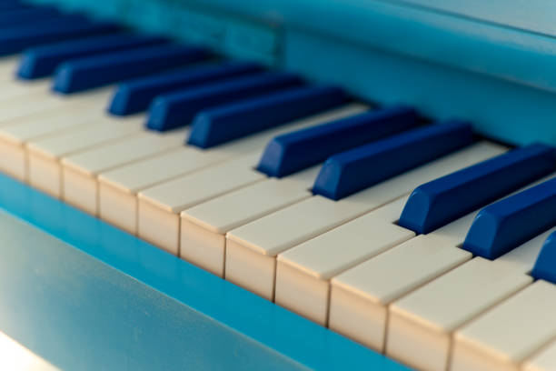 a blue and white keyboard with the keys blue and white