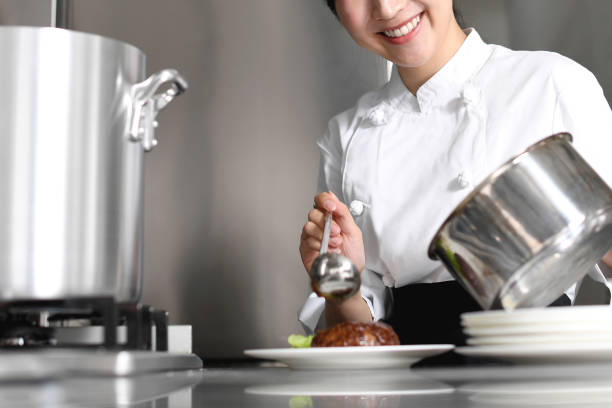 motion chefs in the restaurant kitchen