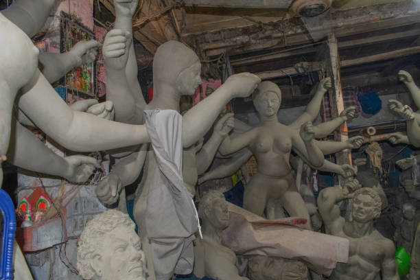 kumartuli, kolkata, west bengal, india - august 25, 2024 : incompleted \