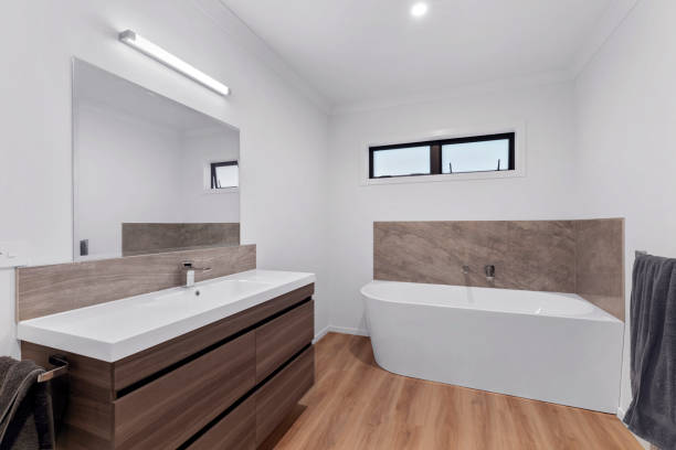 istock Bathroom in brand new modern house 2168456338