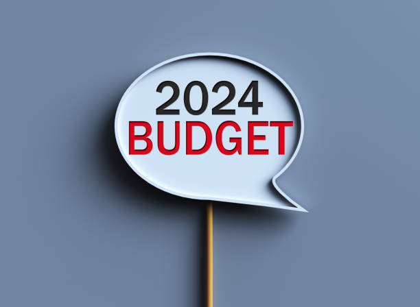 istock 2024 Budget Written White Speech Bubble On Blue Background 2168457682