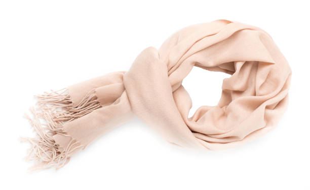 istock Beige scarf isolated on white, top view 2168461390