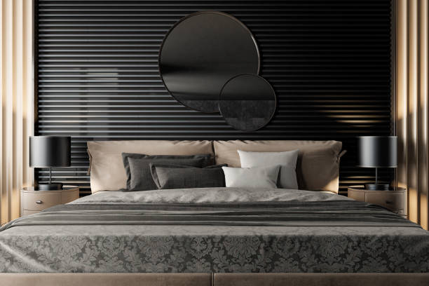 istock Black and Beige Luxury modern retro-style master bedroom 2168466379