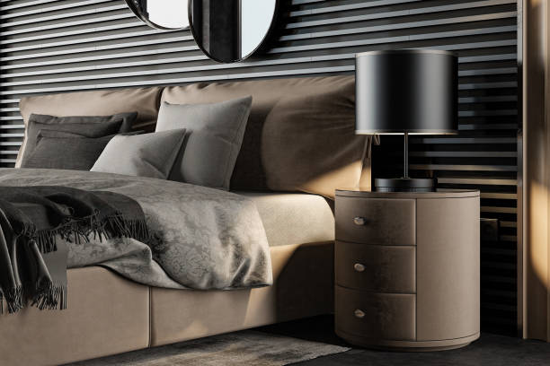istock Black and Beige Luxury modern retro-style master bedroom 2168466601