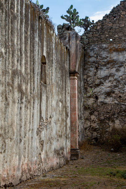 istock The interior of an old, ruined construction with no roof. 2168471137