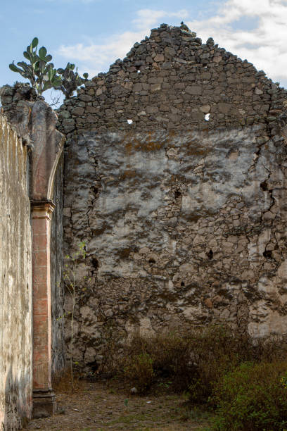 istock The interior of an old, ruined construction with no roof. 2168471320