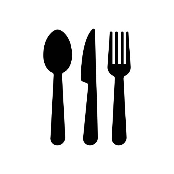 Knife, fork and spoon icon vector illustration isolated on white