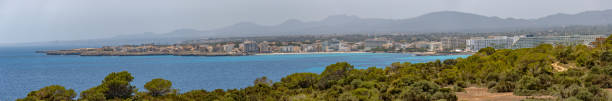 Panoramic view of Sa Punta and Sa Coma coastline, Majorca, Spain