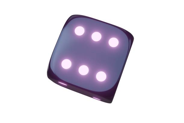 istock Casino gambling game dice. Iridescent dice with neon colors. Purple dice. 3d render 2168479820