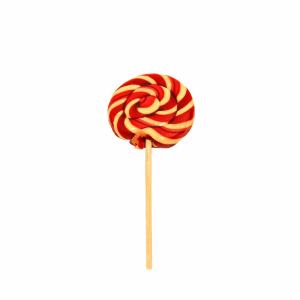 istock Swirling red and white Lollipop isolated on a white background 2168480874