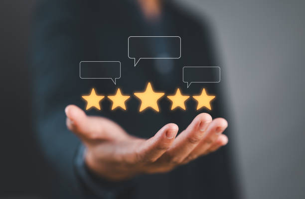 istock Customer Satisfaction Survey concept, 5-star satisfaction, service experience rating online application, customer evaluation product service quality, satisfaction feedback review, good quality most. 2168487336