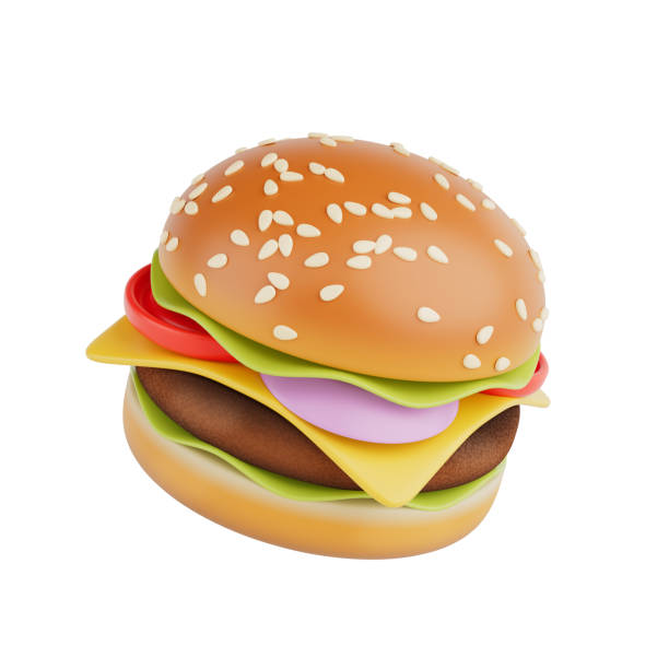 istock Cartoon Premium Delicious Burger Icon. 3d Rendering 2168490820