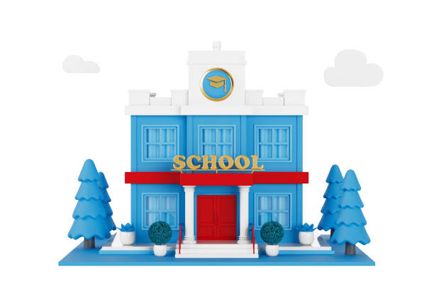 istock Abstract Scene with Cartoon School Building. 3d Rendering 2168490855