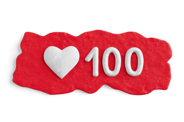 Social Media Network Love and Like Heart Plasticine Patch on a white background. 3d Rendering