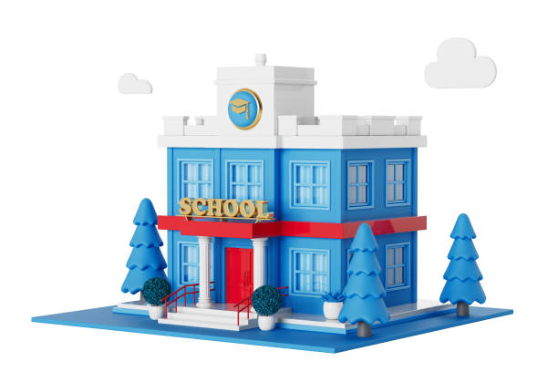 istock Abstract Scene with Cartoon School Building. 3d Rendering 2168490936
