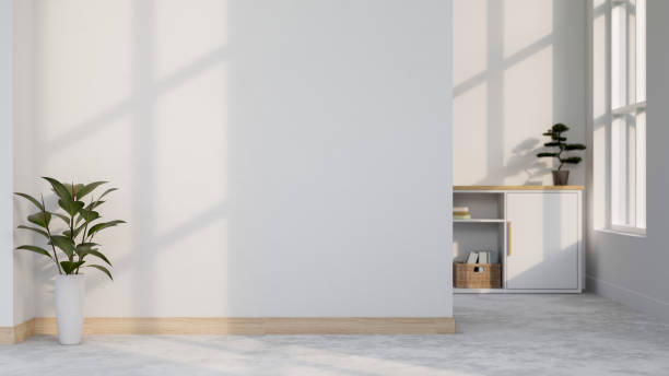 istock The interior design of a minimalist white empty room or home hallway features an empty white wall. 2168491829
