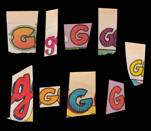 istock Ransom font type C from printout magazine cutout, collage element for graphic design, jpg isolated on black background 2168499607