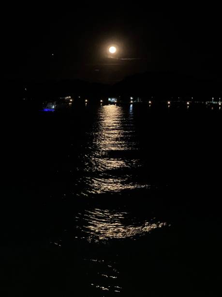 istock The lake and the moon on the night 2168501174