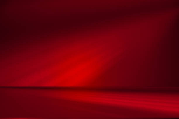 Studio style background wall decoration presentation uses white and red tones. with shadows cast from a nearby window, concept creating a decorative