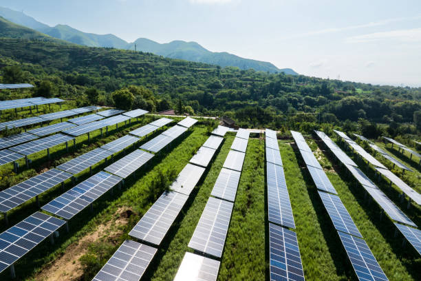 istock aerial view solar power station on moutain 2168502699