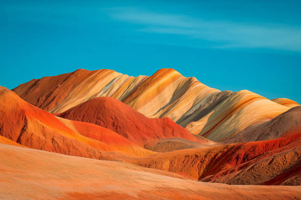 Colorful Danxia Danxia Landform, Colorful Danxia, Gansu, China zhangye danxia geopark china stock pictures, royalty-free photos & images