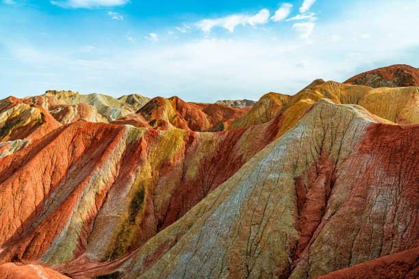 Colorful Danxia Danxia Landform, Colorful Danxia, Gansu, China zhangye danxia geopark china stock pictures, royalty-free photos & images