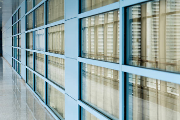 Glass wall along the corridor