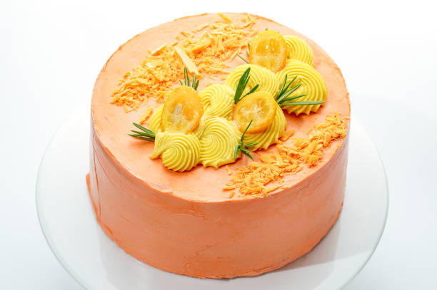 cake with berries, cream and chocolate on a white background