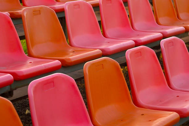 istock rows of plastic seats in the stadium 2168515621