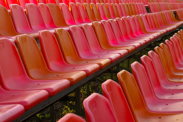 istock rows of plastic seats in the stadium 2168515623