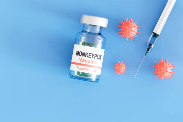 istock Monkeypox Virus Vaccine Vial and Syringe on Blue Background 2168521648