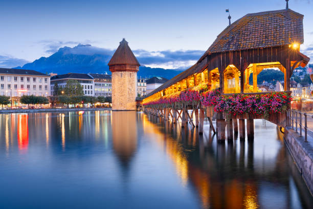 istock Lucerne, Switzerland on the Reuss River at Blue Hour 2168521695